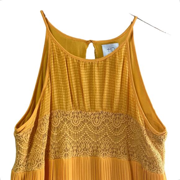 HD in Paris Yellow Tiered Multitextural Midi Sundress Sz XS Boho Cottage Fairy - Picture 3 of 9